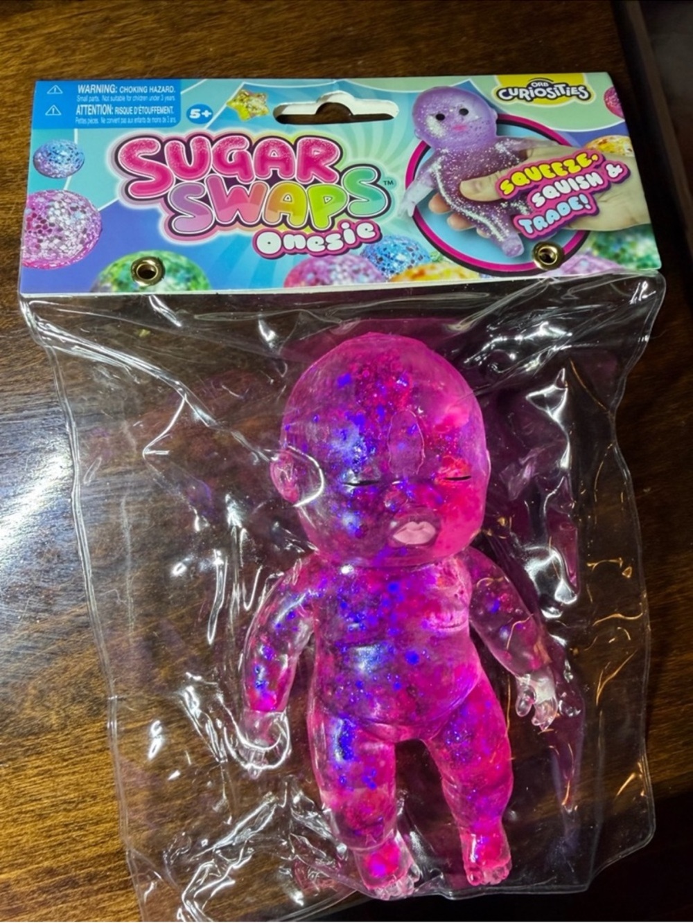 Sugar Swaps Onesie Squeezable Pink Glitter Jumbo Baby -ORB Curiosities